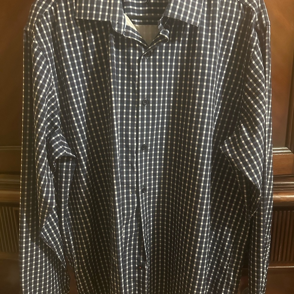 Men's Náutica Long Sleeve Navy and White Checkered Size Large